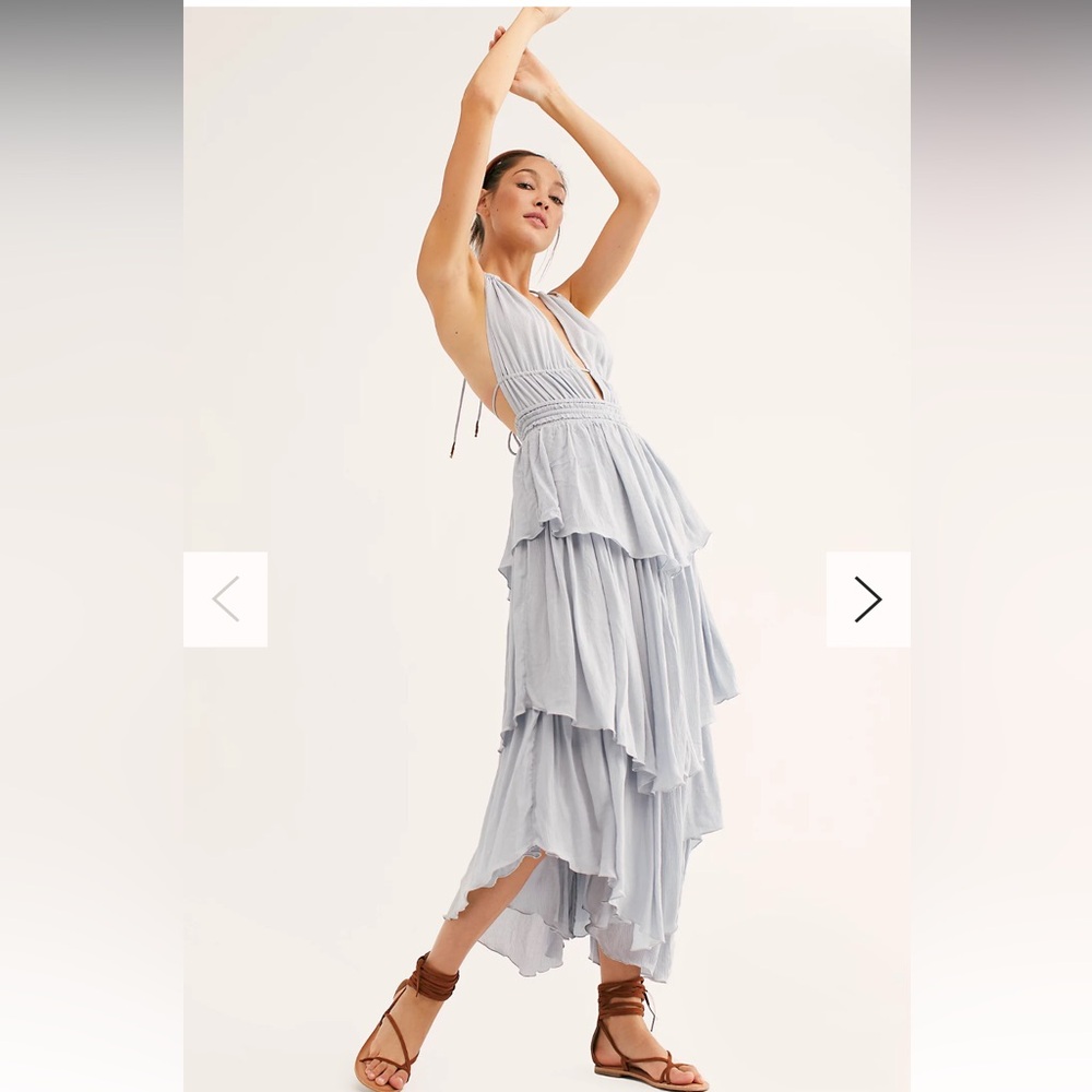 FREE PEOPLE Light blue tiered maxi dress
